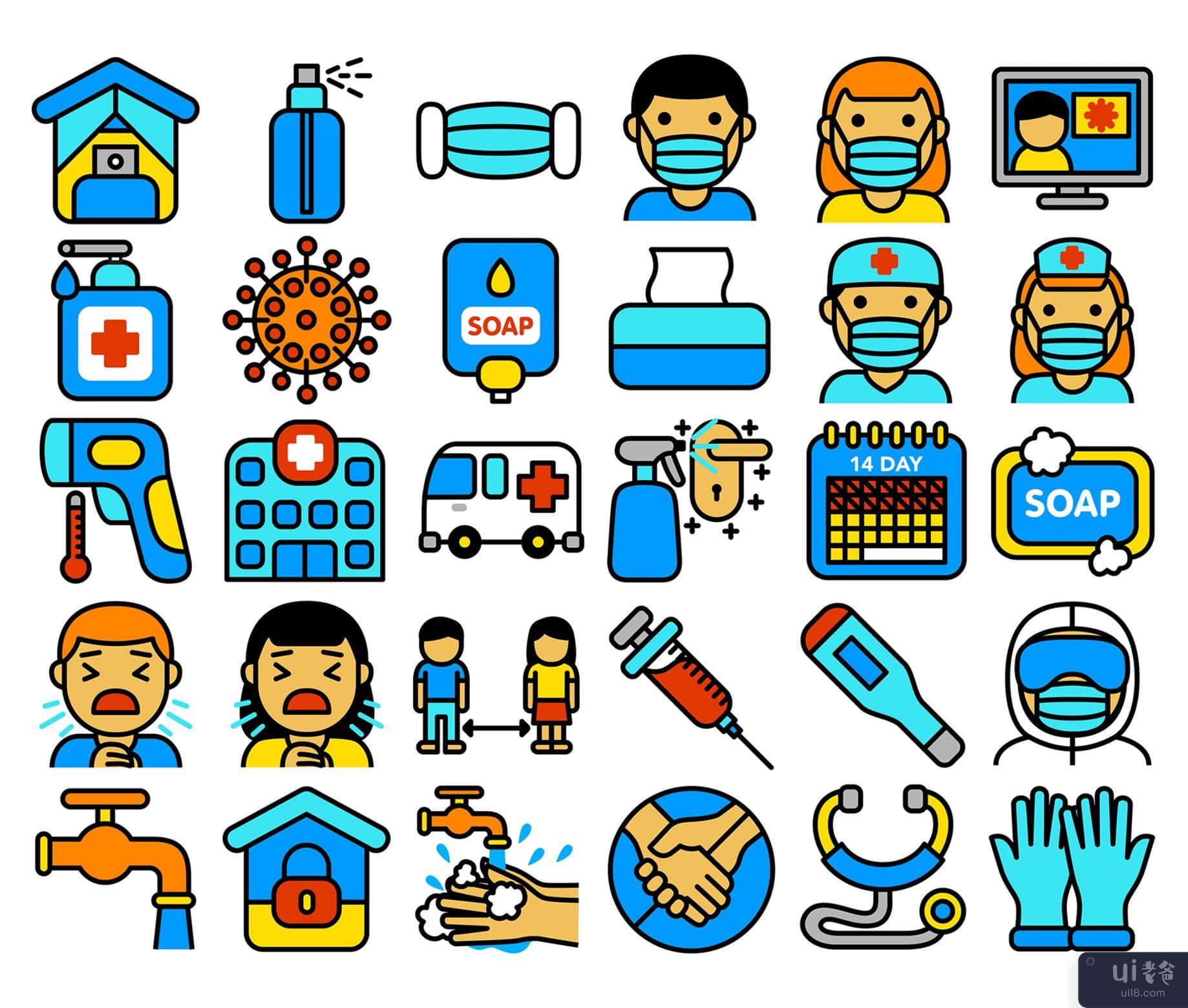 Covid-19 图标包 - 填充轮廓(Covid-19 Icon Pack - Filled Outline)插图2