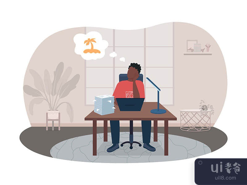Burnout from work 2D vector isolated illustration