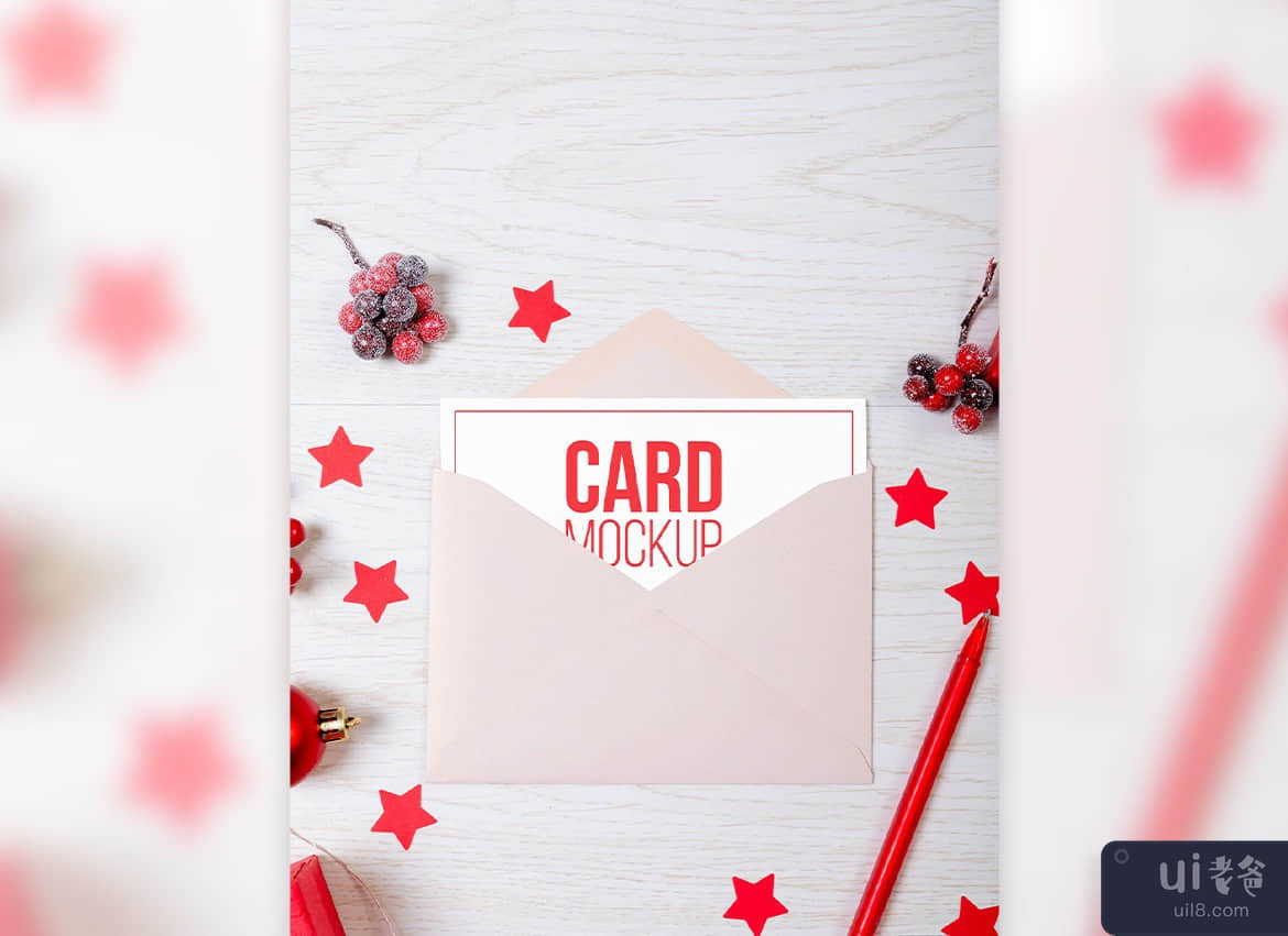 圣诞电话和卡片样机套装(Christmas Phone & Card Mockup Set)插图3