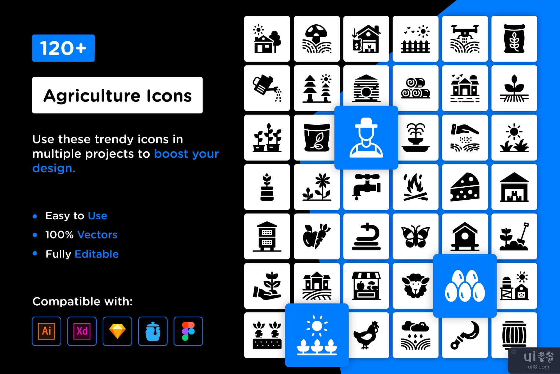 129 个农业字形图标(129 Agriculture Glyph Icons)插图8