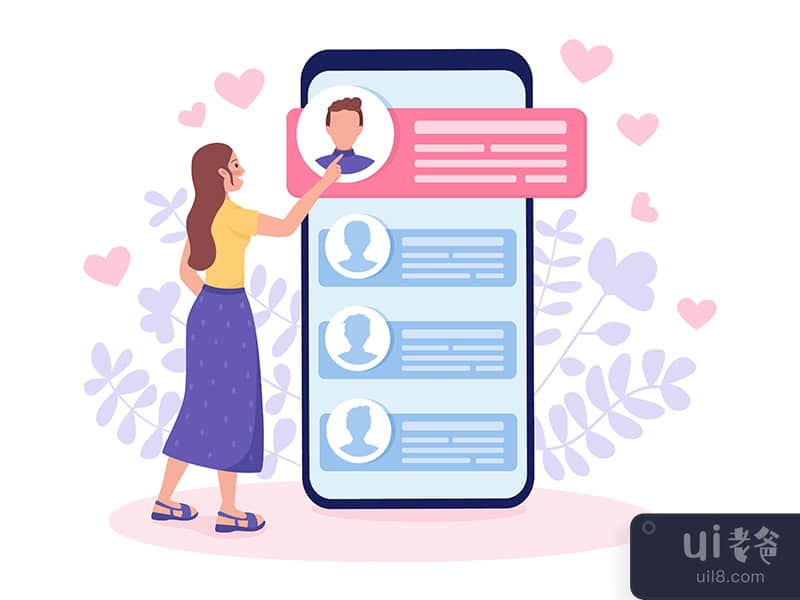 Choosing perfect partner for dating flat concept vector illustration