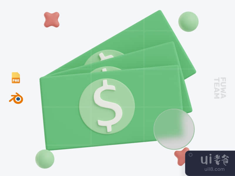 Cash - 3D Ecommerce Icon Pack (front)