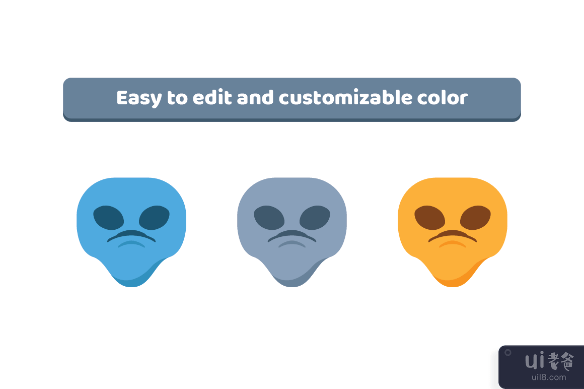 外星人表情图释笑脸图标集矢量包(Alien emoji emoticon smiley icon set vector pack)插图3