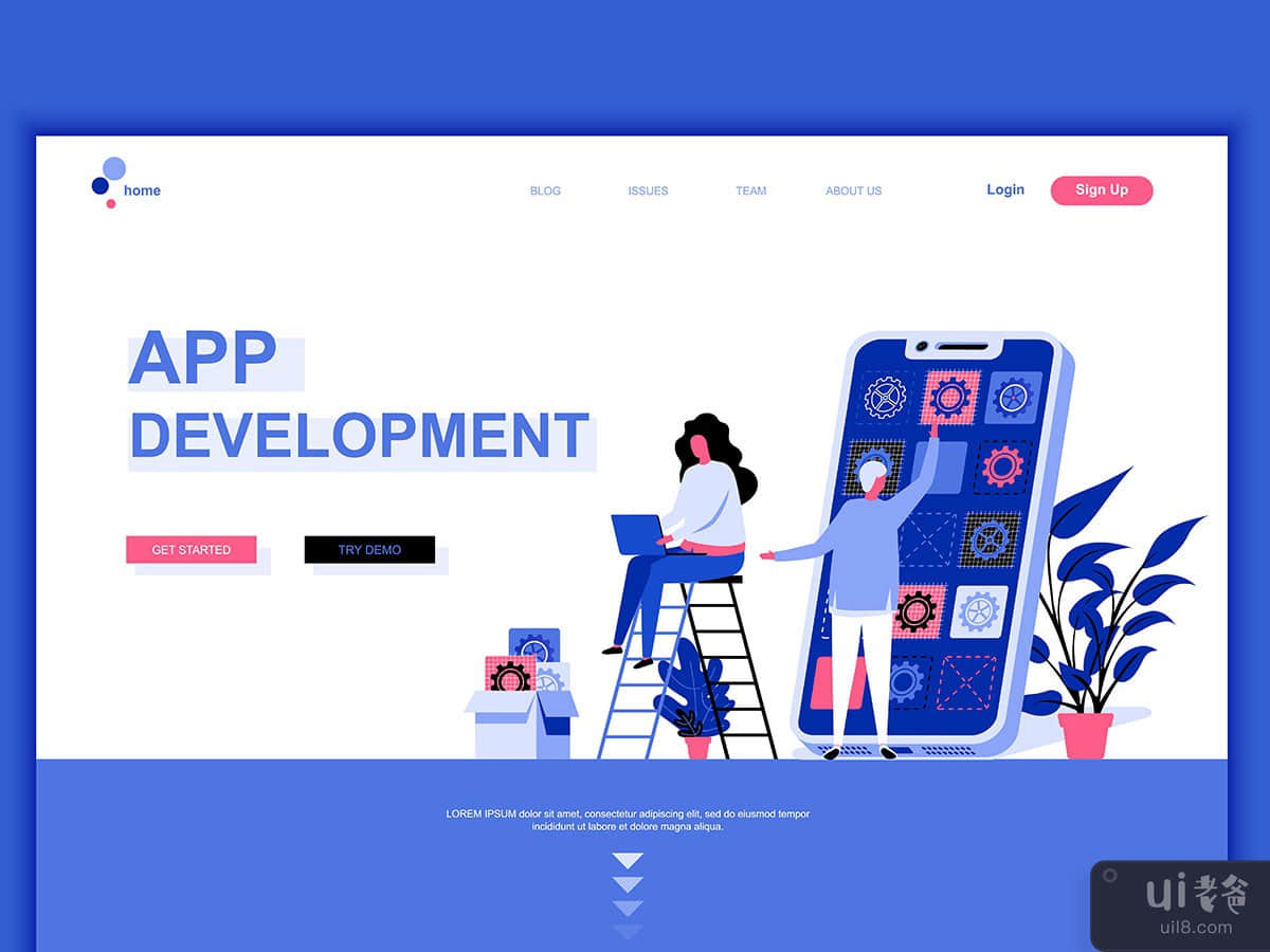 App Development Flat Landing Page Template