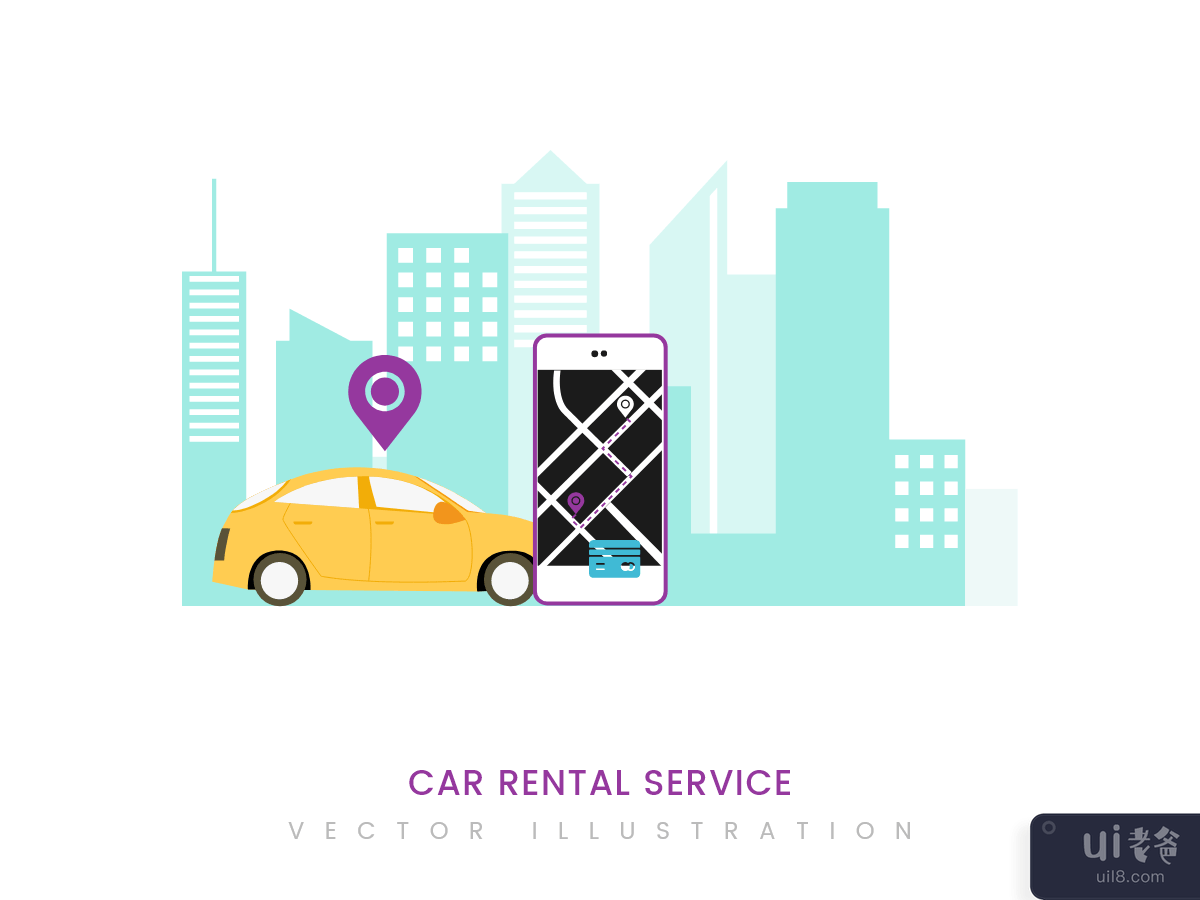 Car rental service concept for landing page