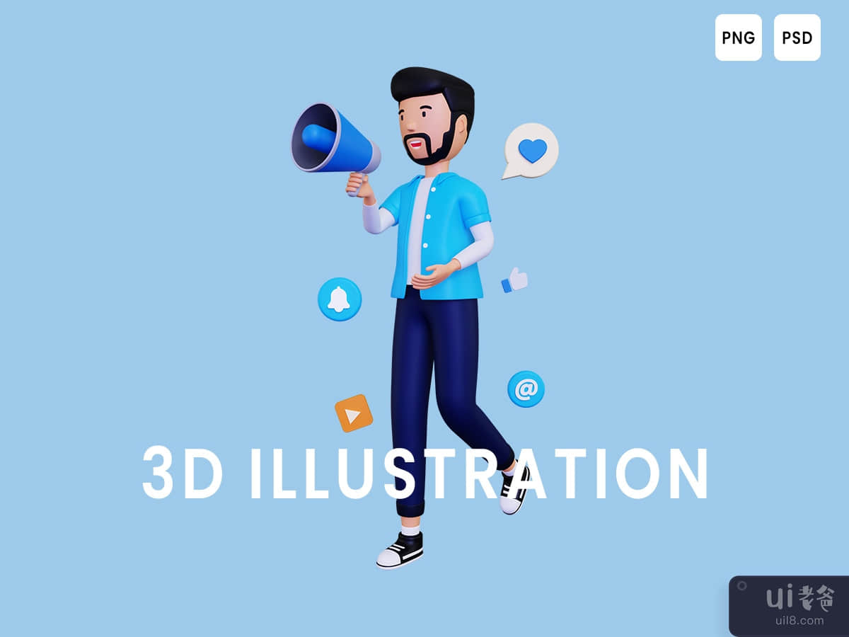 3d Man working on business advertisement