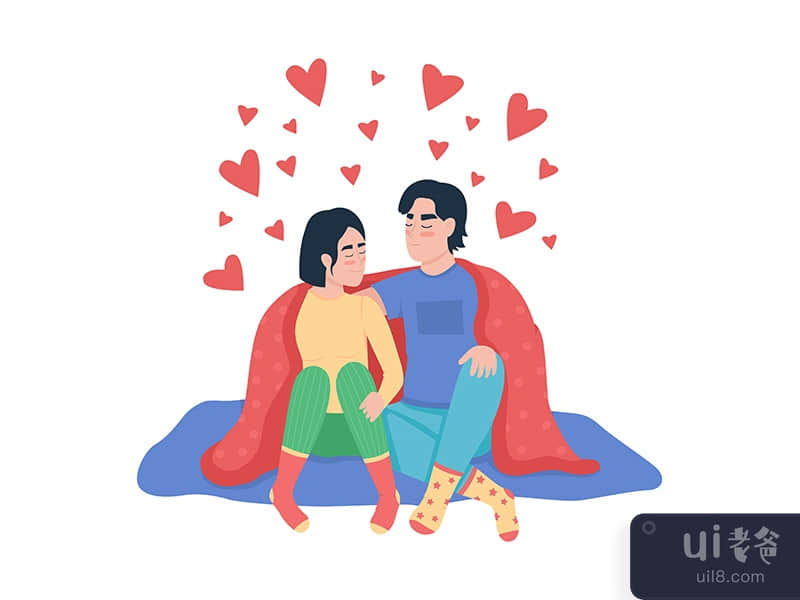 Couple in love semi flat color vector characters