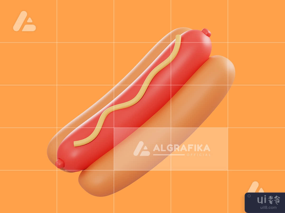 3d illustration hot dog object