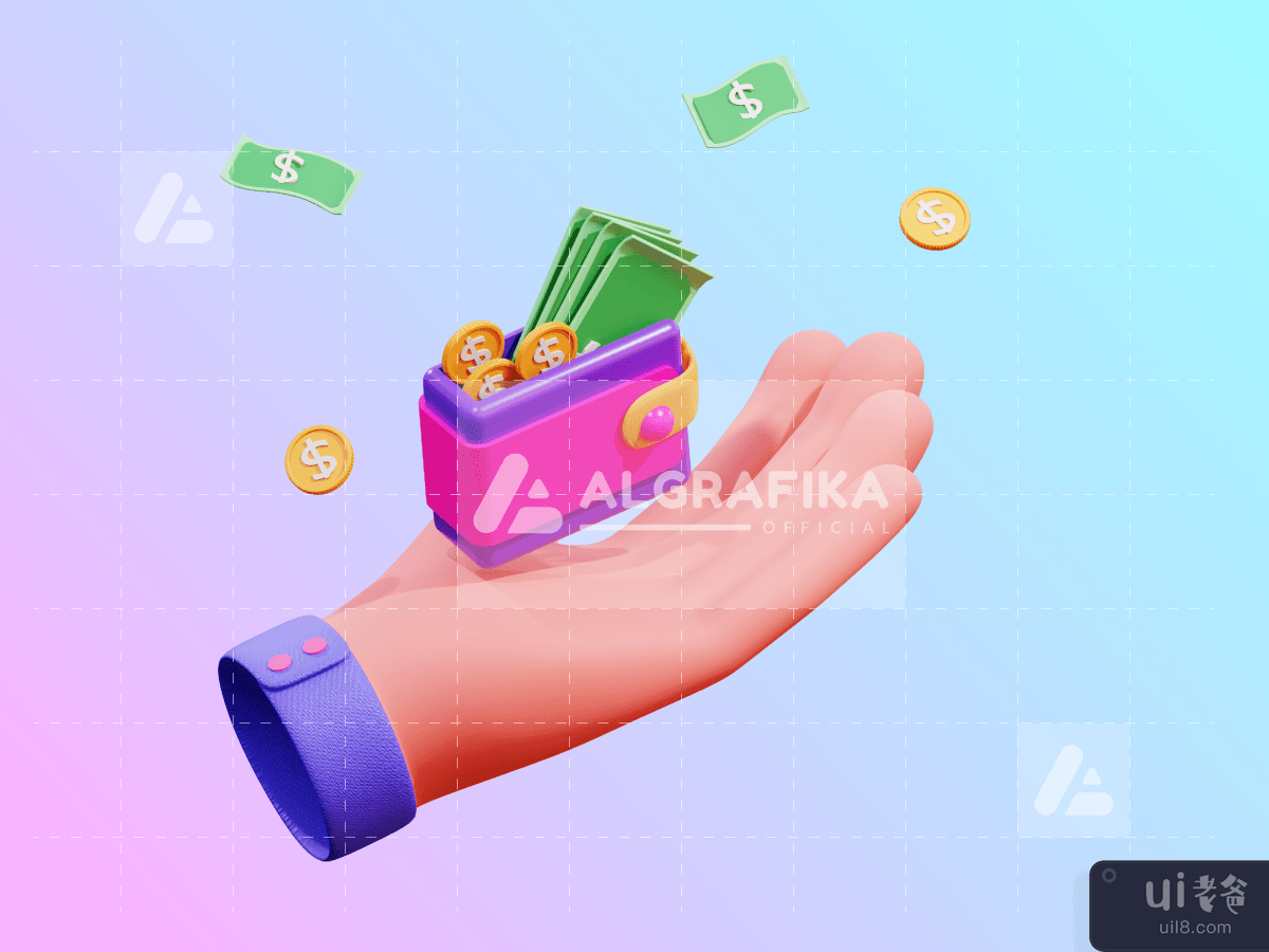 3D Hand Gesture Finance Illustration