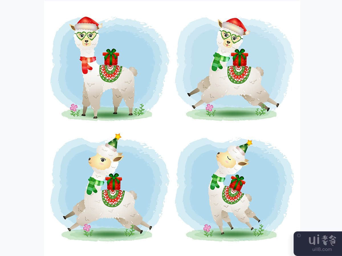 a cute alpaca christmas characters collection 