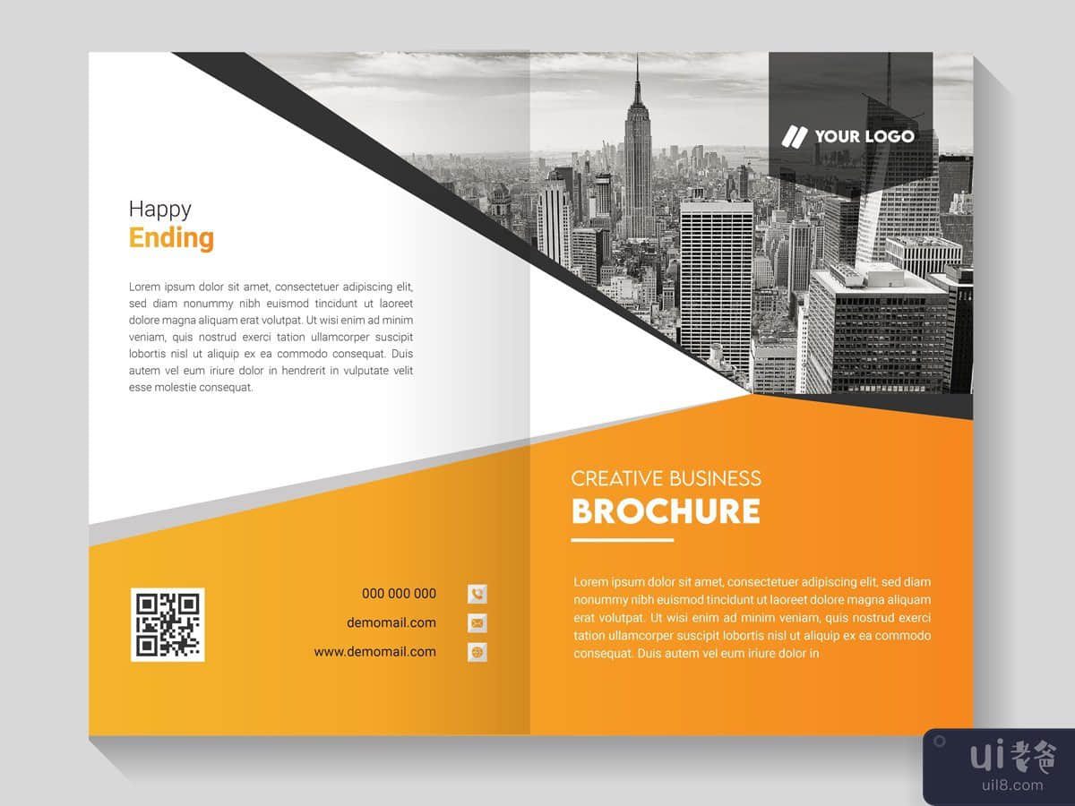 商务双折宣传册模板设计。(Business Bi fold Brochure Template Design.)插图3