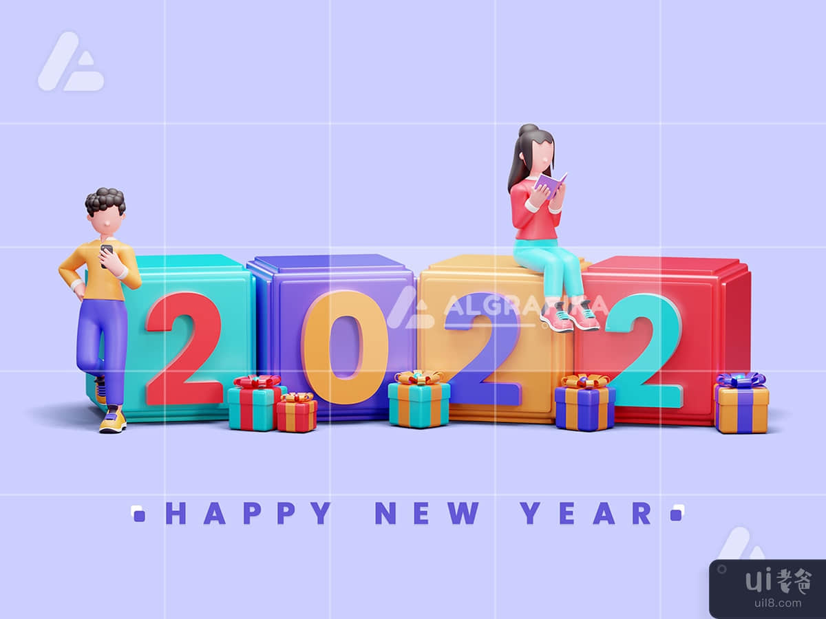 3d character illustration happy new year 2022