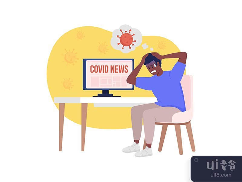 Covid panic attack 2D vector isolated illustration