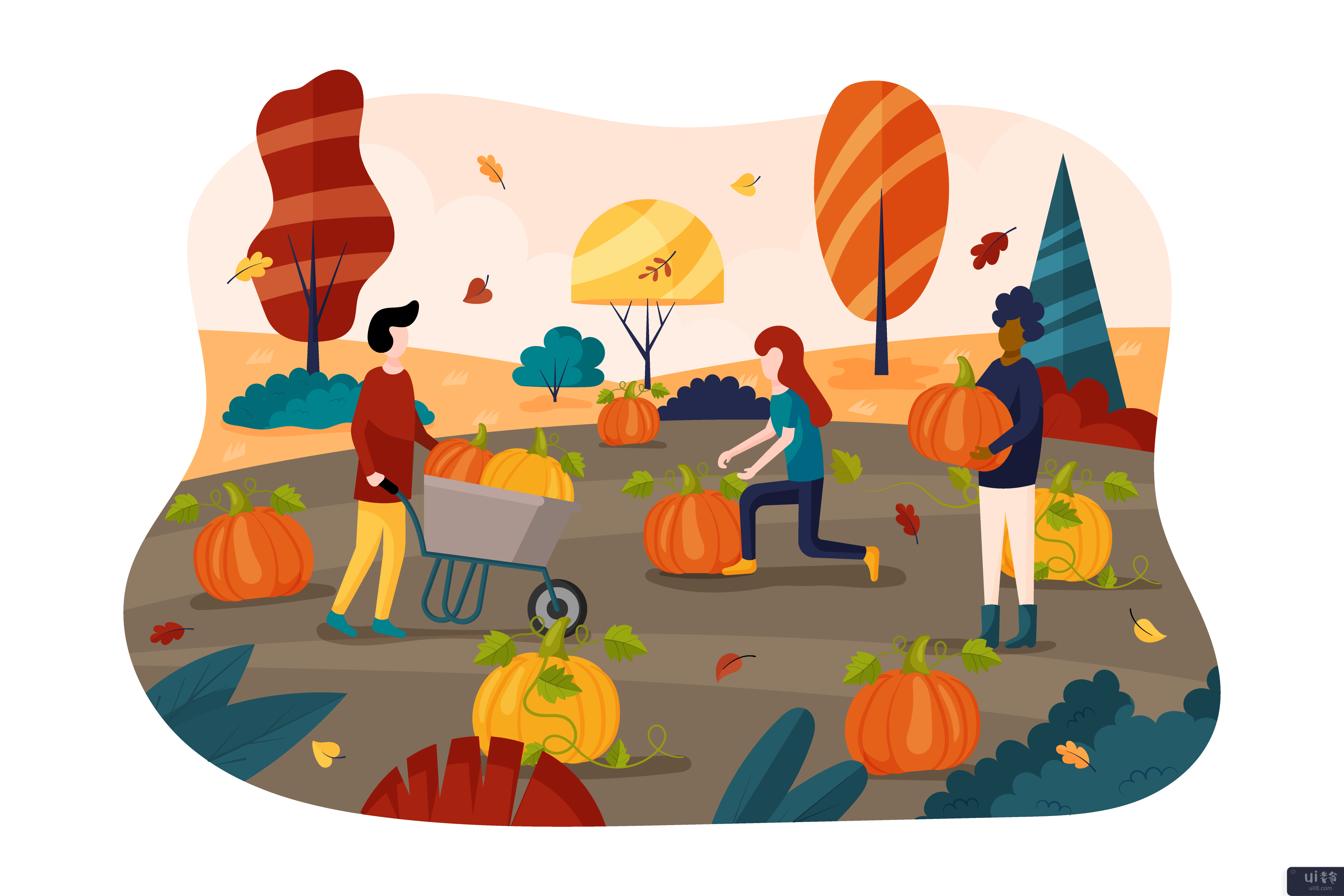 秋季收获南瓜矢量(Autumn Harvest Pumpkin Vector)插图2