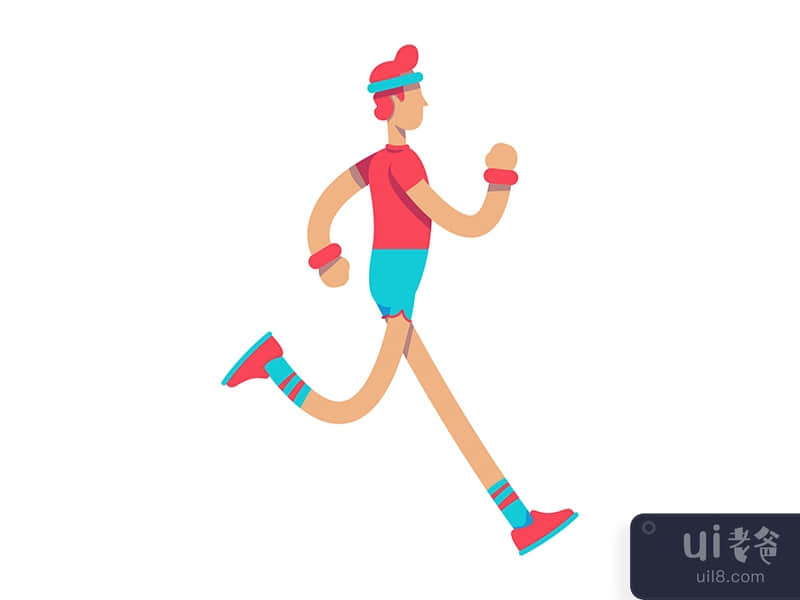 Athletic man jogging semi flat color vector character