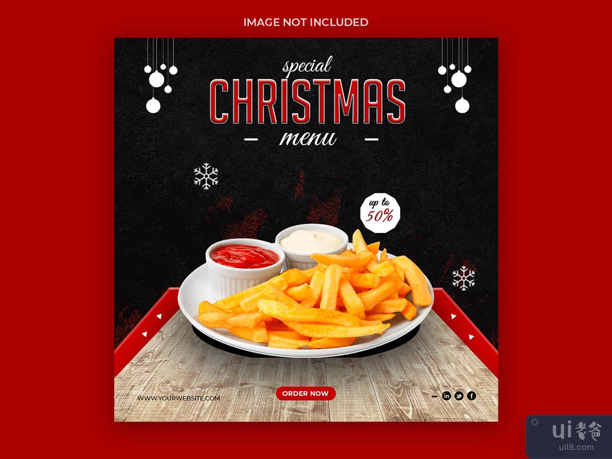 Christmas social media post for restuarant delicious menu template 