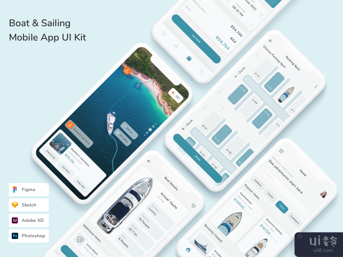 Boat & Sailing Mobile App UI Kit