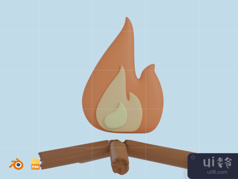 Campfire - 3D Winter Season Illustration (front)