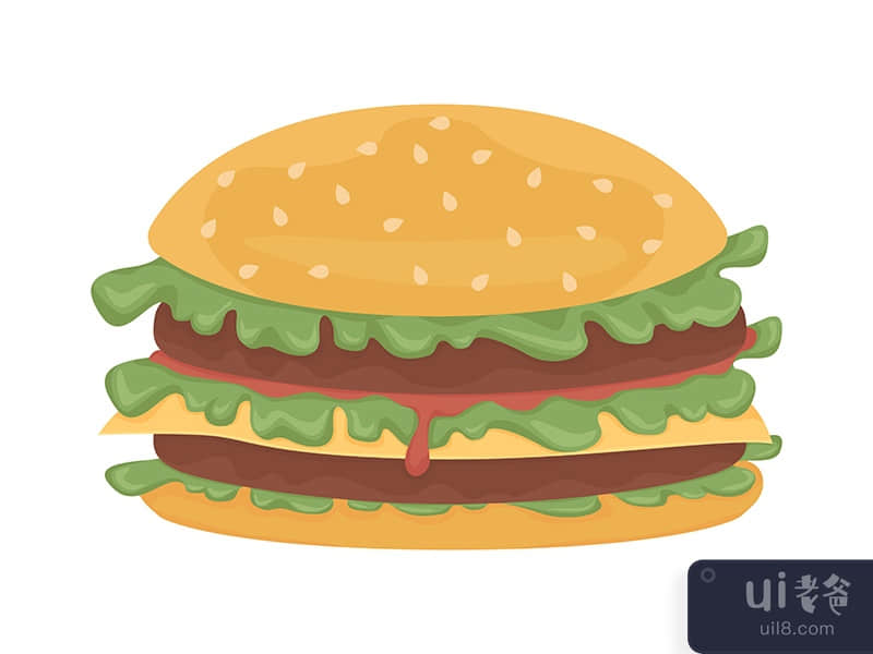 Burger semi flat color vector object
