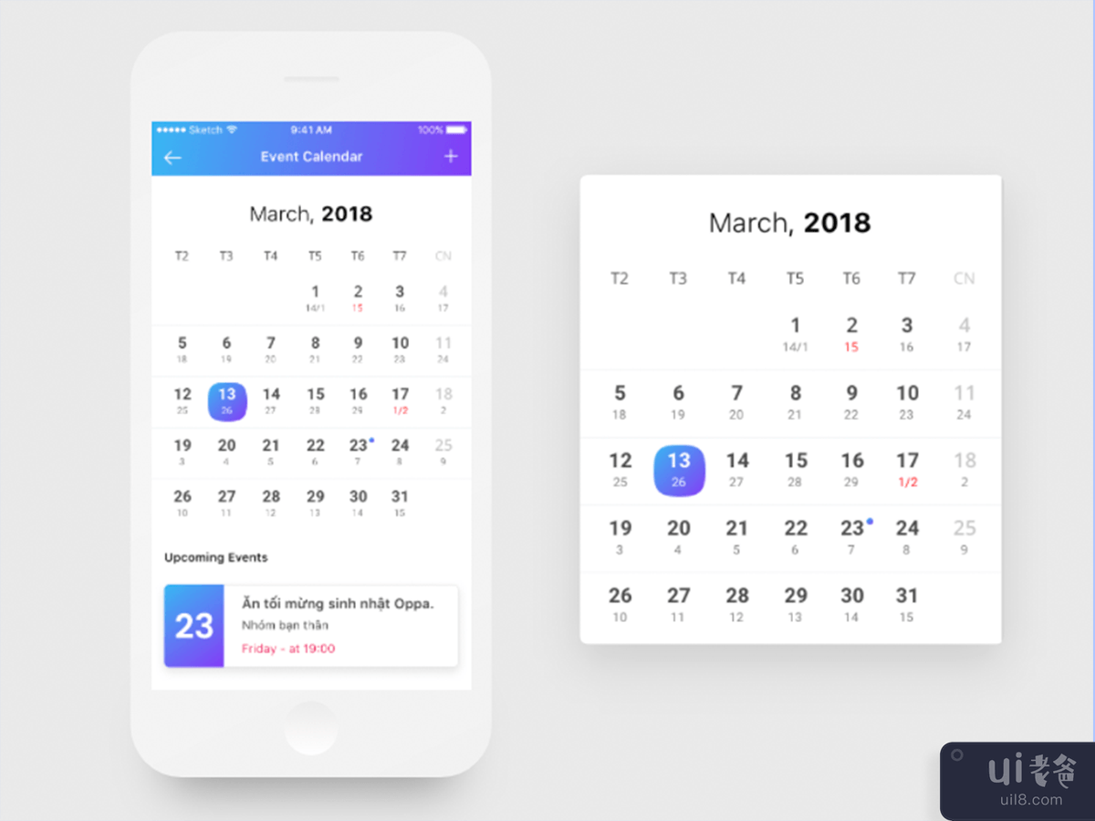 App Calendar Design