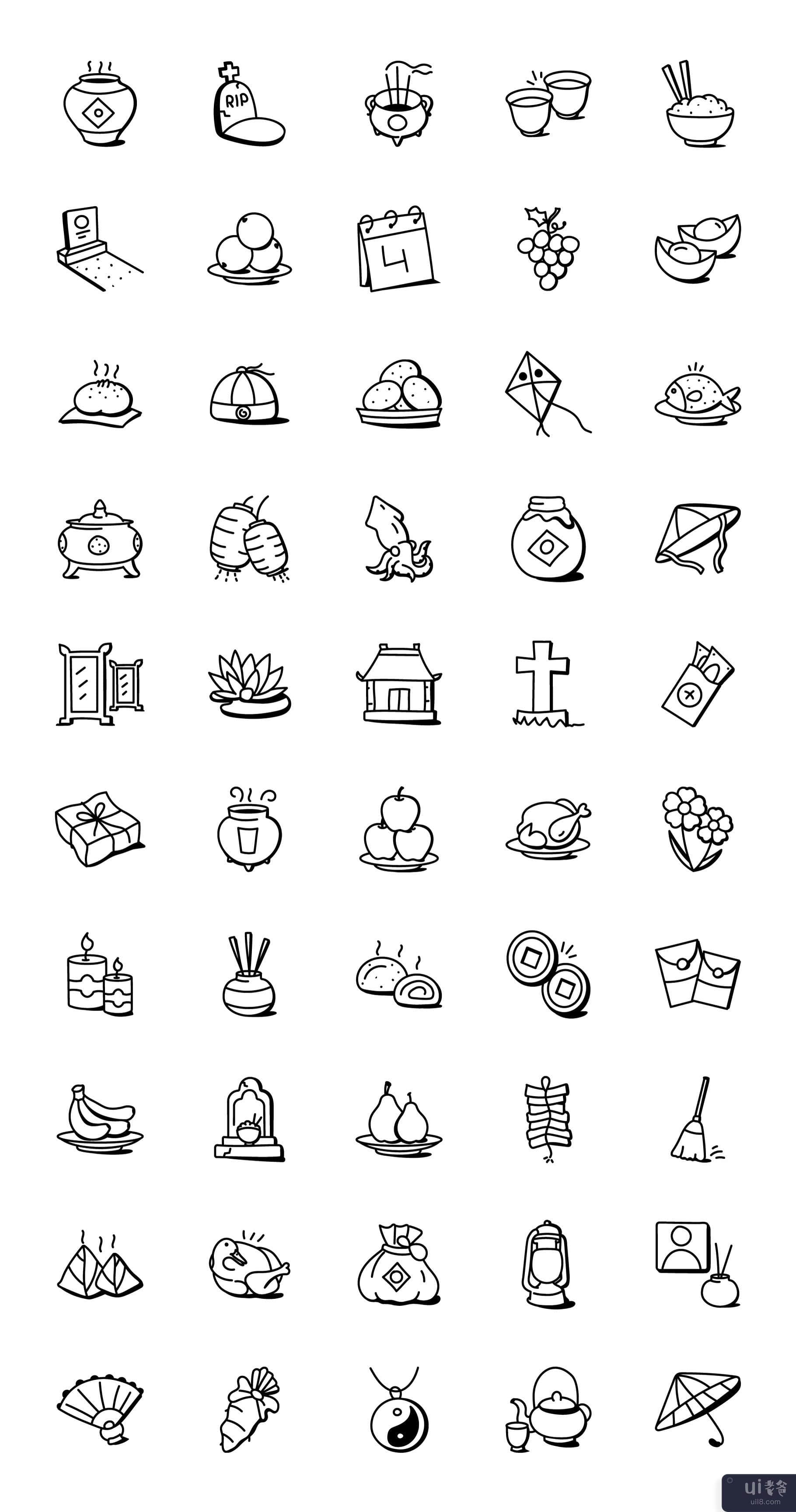 50个中国节日图标（清明）(50 China Festival Icons (Ching Ming))插图2