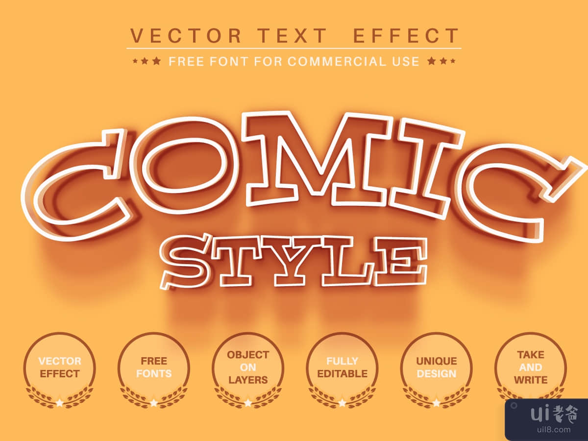 Comic line - editable text effect, font style