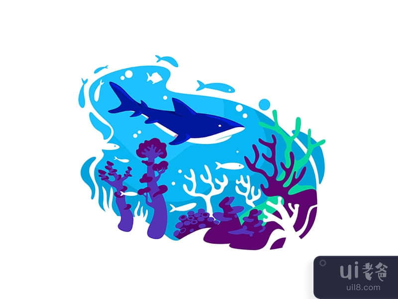 Coral reef 2D vector web banner, poster