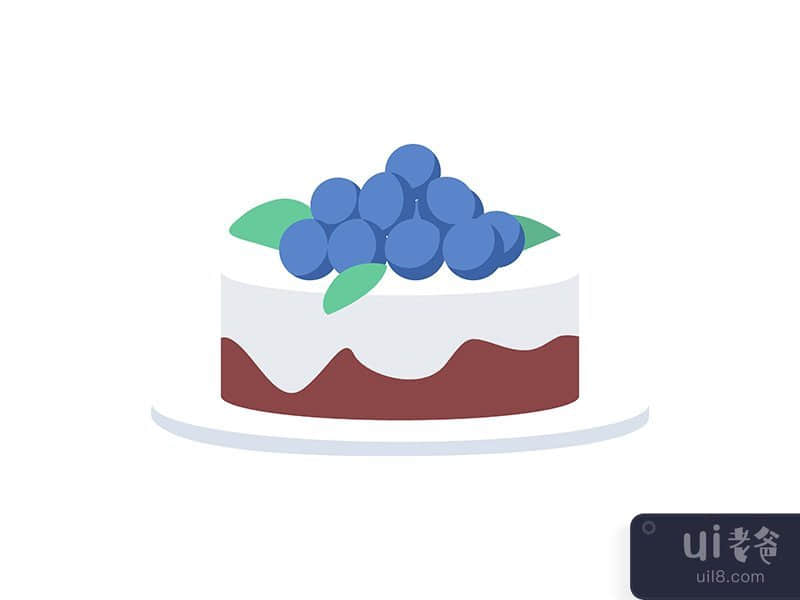 Buttercream cake with grapes semi flat color vector object