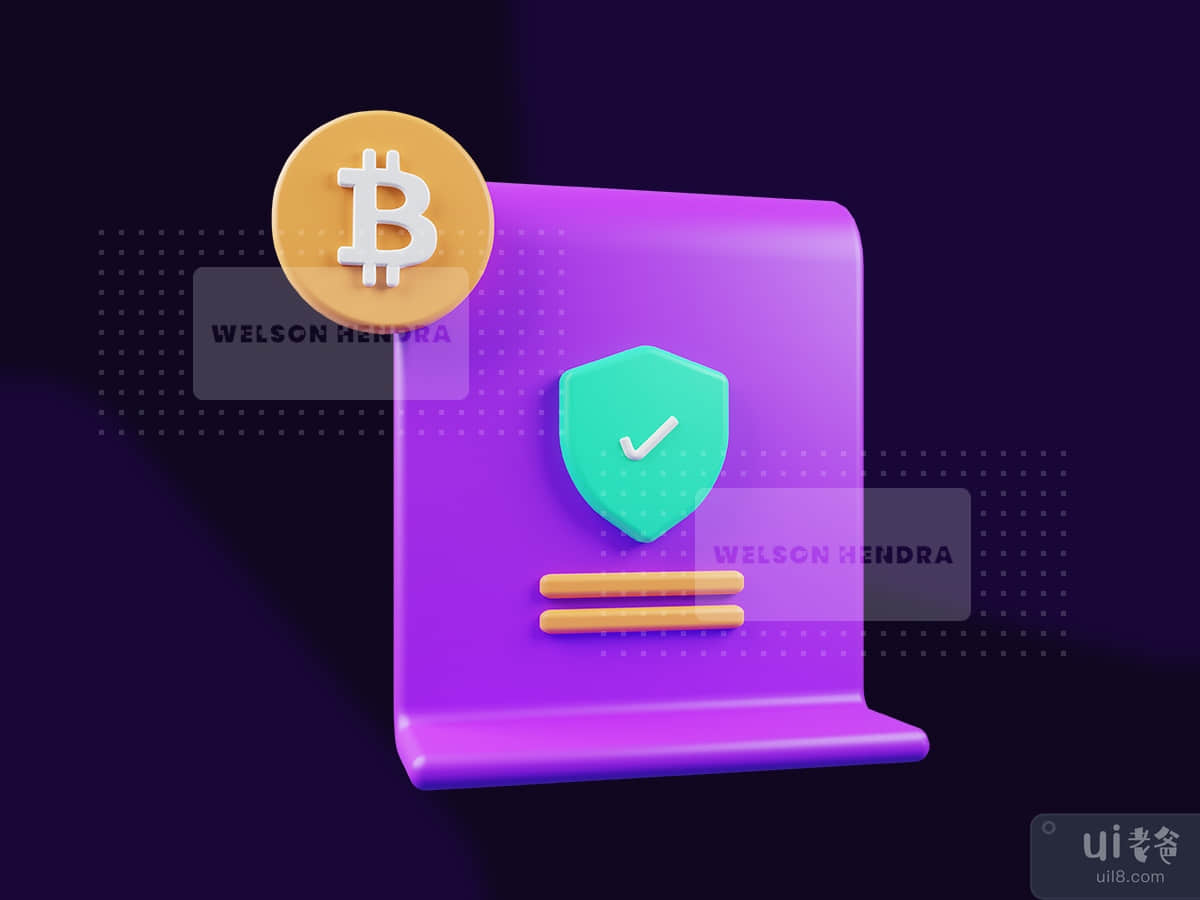 Crypto coin certificate - Cryptocurrency 3D Illustration Pack