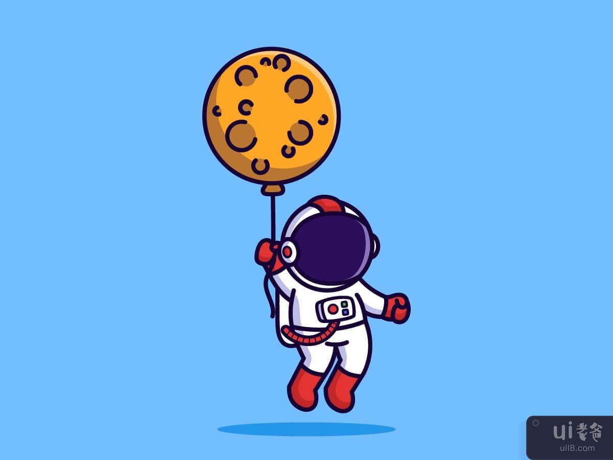 Cute Astronaut Holding The Moon Balloon