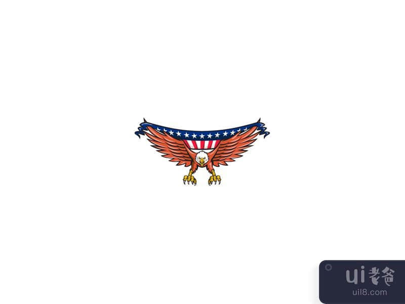 American Eagle Swooping USA Flag Retro
