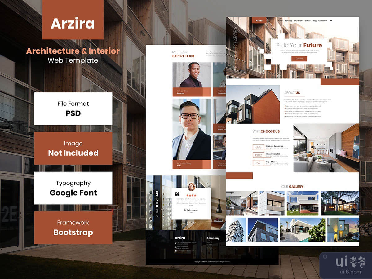 ARZIRA - Architecture & Interior Web Landing Page Psd Template