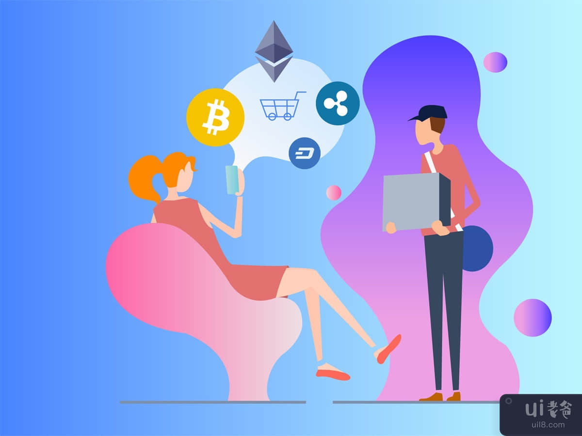 Cryptocurrency Ecommerce 2D Illustration