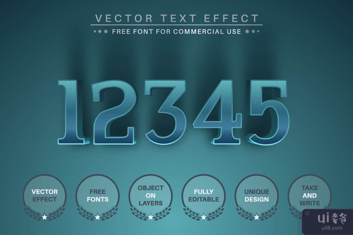 Blue Titan - 可编辑的文字效果，字体样式(Blue Titan - Editable Text Effect, Font Style)插图2