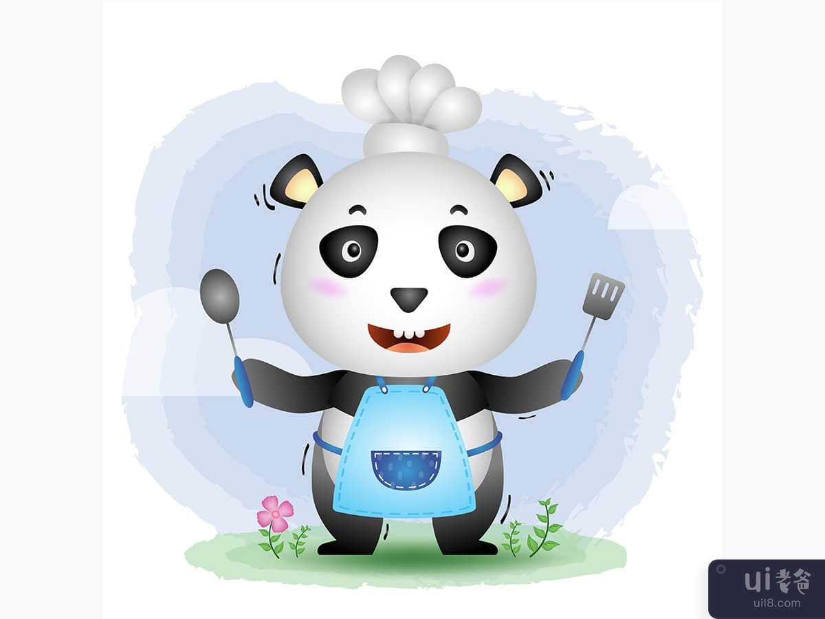 a cute little panda chef