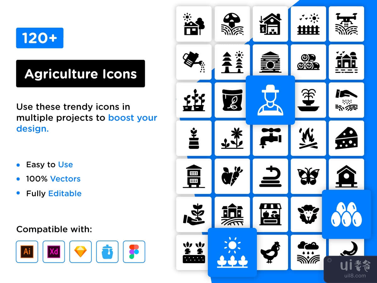 129 Agriculture Glyph Icons 