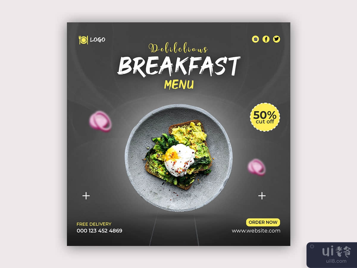 Breakfast Social Media Post Design template