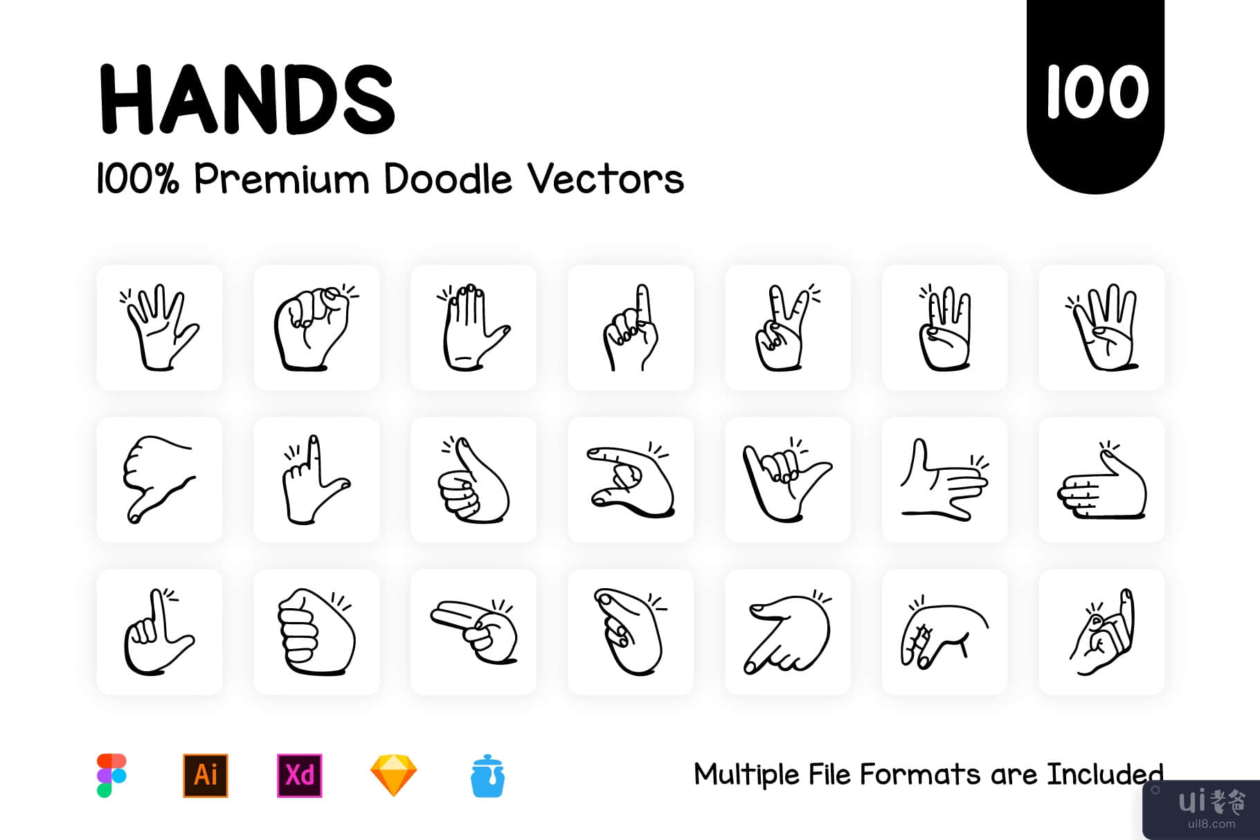 涂鸦手语图标的集合(Collection of Doodle Sign Language Icons)插图6