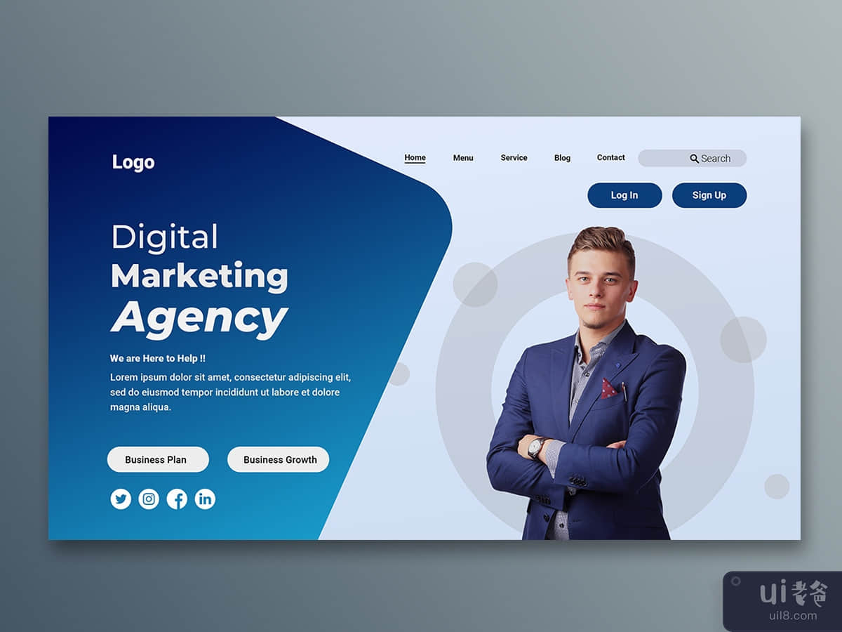 Corporate website landing page creative banner template 
