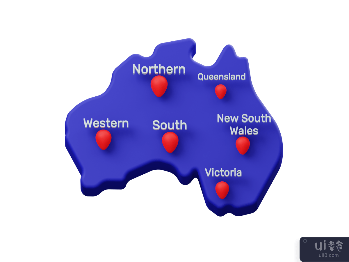 Australia Map 3D Render Illustration