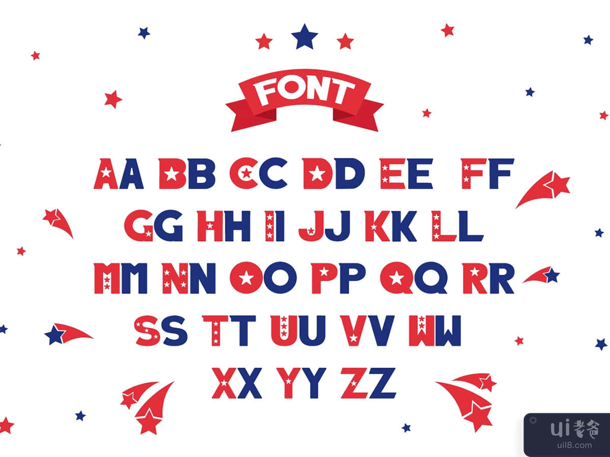 美国队长 - 爱国显示字体(Captain of America - Patriotic Display Font)插图5