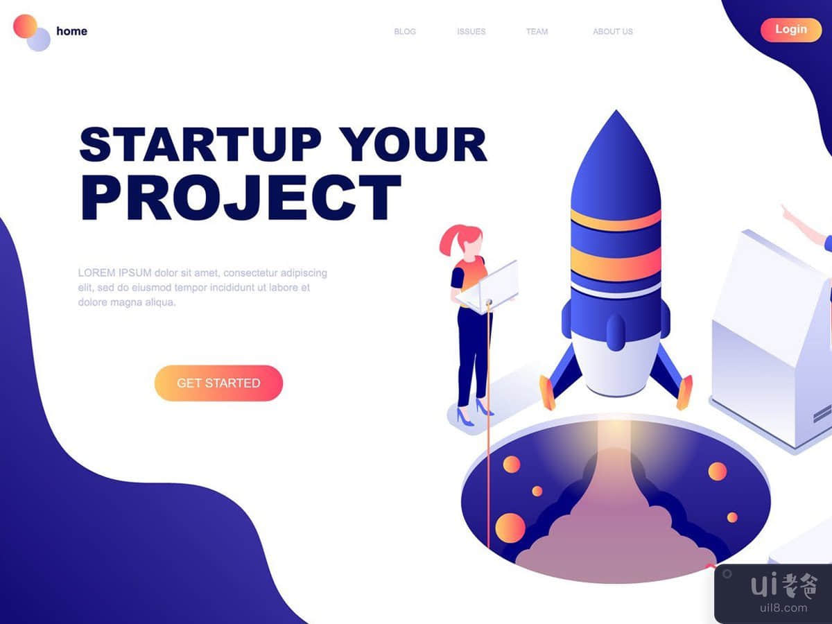 Business Startup Isometric Landing Page Template
