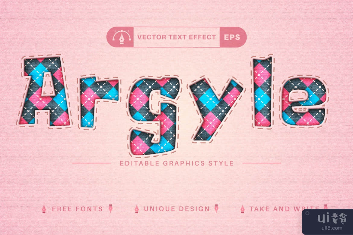 Argyle - 编辑文字效果，可编辑字体样式(Argyle - Edit Text Effect, Editable Font Style)插图6