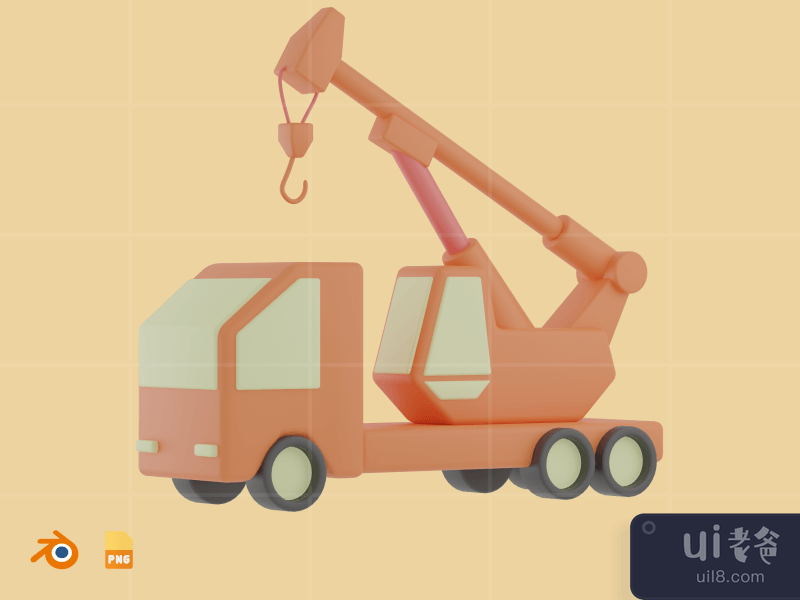 Crane Truck - 3D Construction Illustration