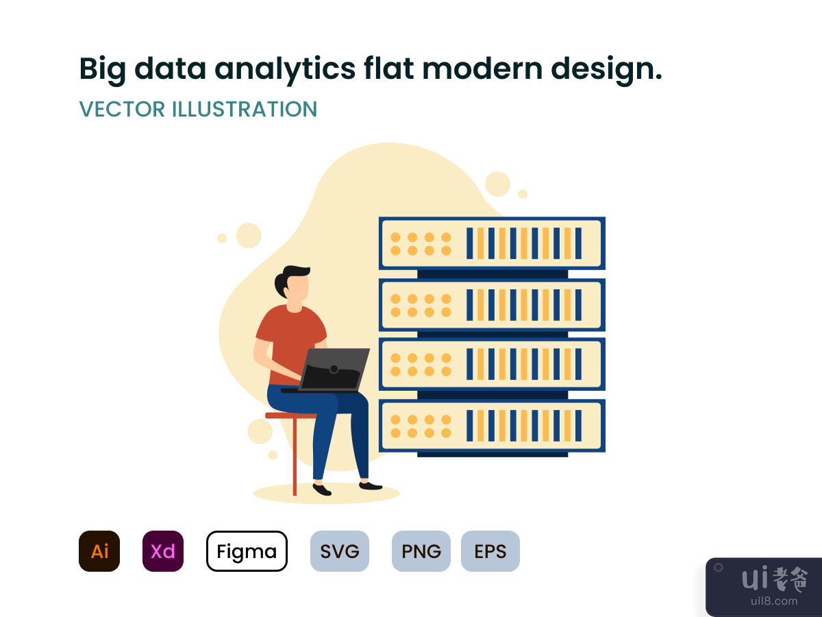 Big data analytics flat modern design.