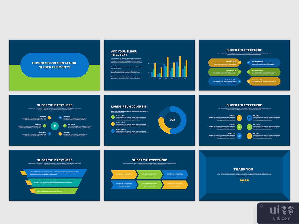 Business presentation slider infographic elements