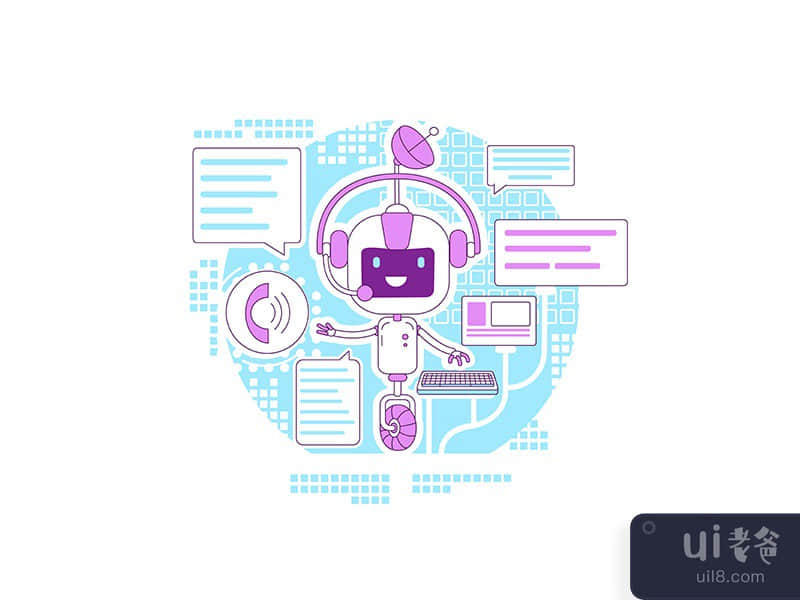 Chatbot app thin line concept vector illustration