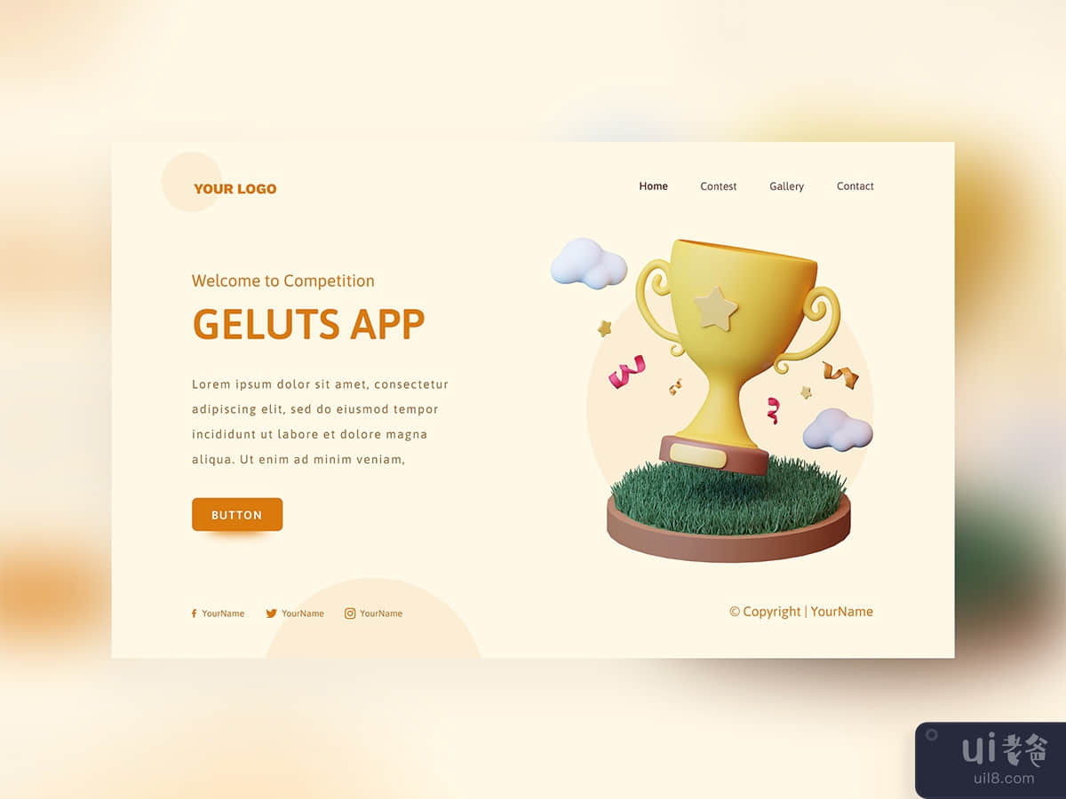competition app with a trophy cloud and podium grass