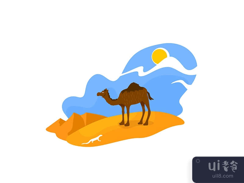 African desert 2D vector web banner, poster