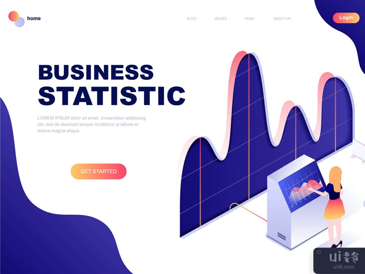 Business Statistic Isometric Landing Page Template